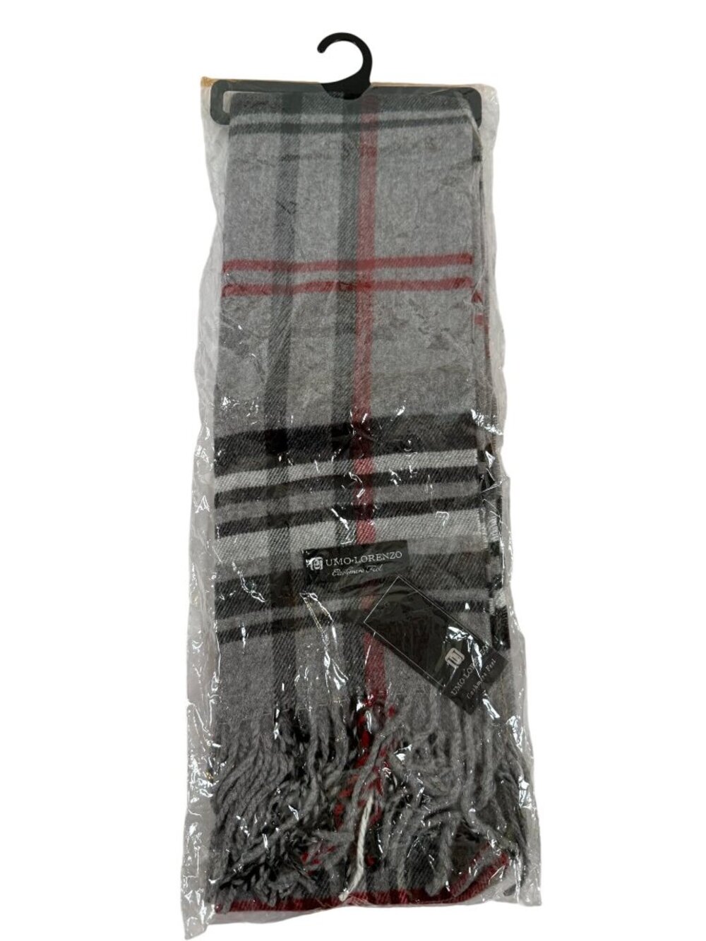 Umo Lorenzo Cashmere Feel Gray Plaid Scarf Acrylic New Preppy Dark Academia